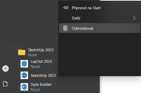Odinštalovanie SketchUp